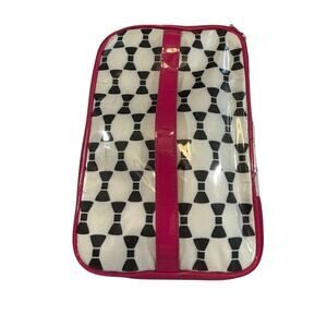 Kate Spade White Cosmetic Case With Black Tuxedo Bow Ties
